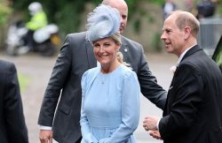 Duchess Sophie wows in blue as she arrives at Peter Phillips’ and Harriet's royal wedding