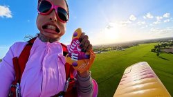 Love Island winner Amber Rose Gill eats snack 2,000ft up at 120mph