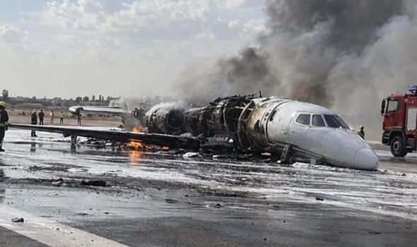 Horror plane cr<b class='text-danger'>ash</b> Libya's Misrata Airport as aircraft left destroyed on runway