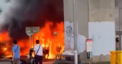 Horror fireball erupts after train and bus collide in Bangkok as at least 9 feared dead