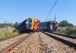 Train derails after smashing into truck at <b class='text-danger'>level</b> crossing in Poland - several injured