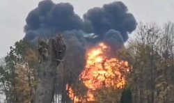 Putin hammerblow as £40m Russian fighter jet crashes in huge fireball next to graveyard