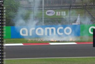 Chinese Grand Prix grass catches fire again as five drivers put under investigation | F1 | Sport