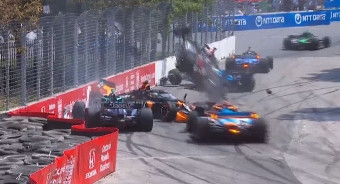 Horror IndyCar crash as car flies through air upside down in seven vehicle pile up | F1 | Sport