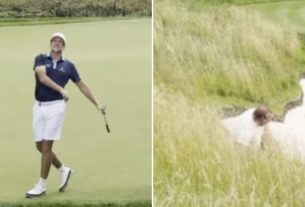 LIV Golf event takes chaotic turn as Ian Poulter sends fan hurtling towards bunker | Golf | Sport