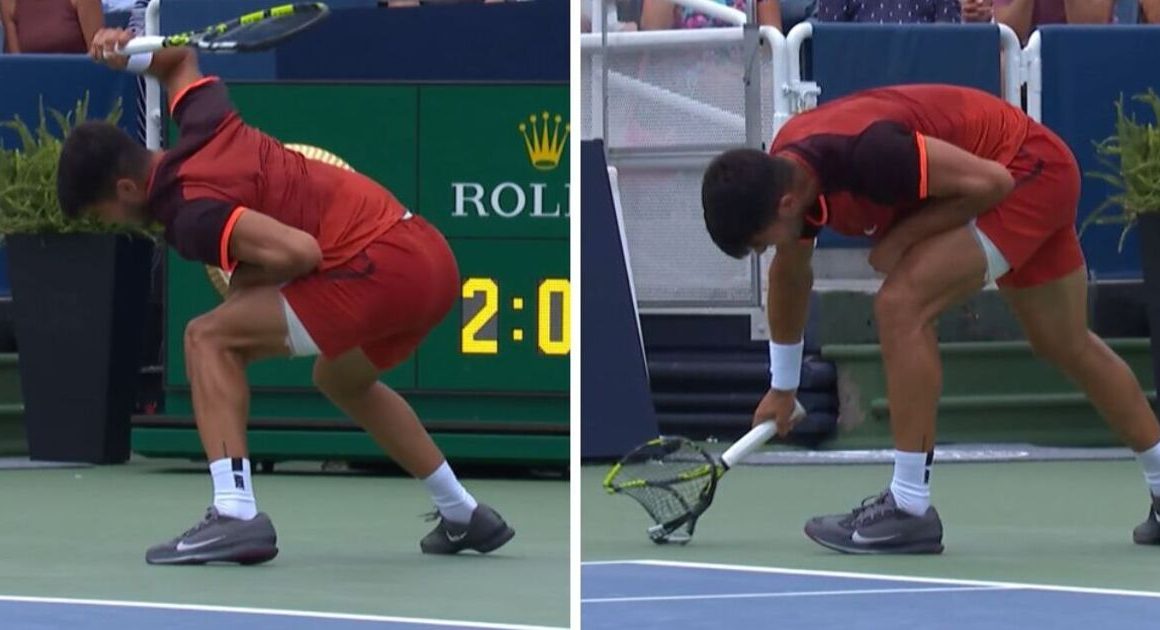 Carlos Alcaraz destroys racket in rare meltdown as Spaniard dumped out of Cincinnati Open | Tennis | Sport