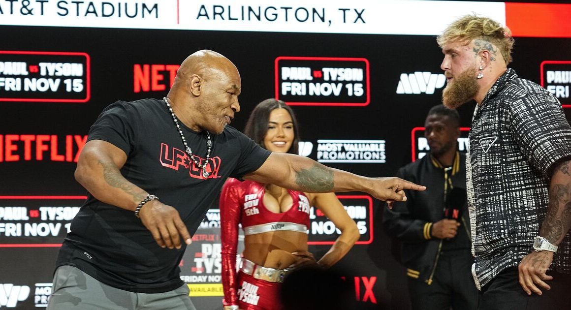 Mike Tyson shoves Jake Paul as tensions boil over during face-off | Boxing | Sport