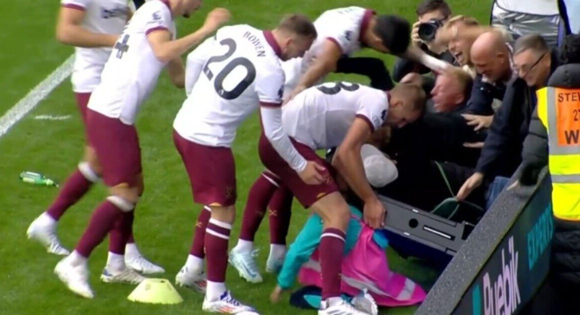 Advertising hoarding collapses on Premier League ballboy during West Ham goal celebration | Football | Sport