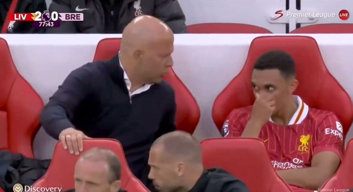 Trent Alexander-Arnold reaction says it all as Arne Slot lectures Liverpool ace after sub | Football | Sport