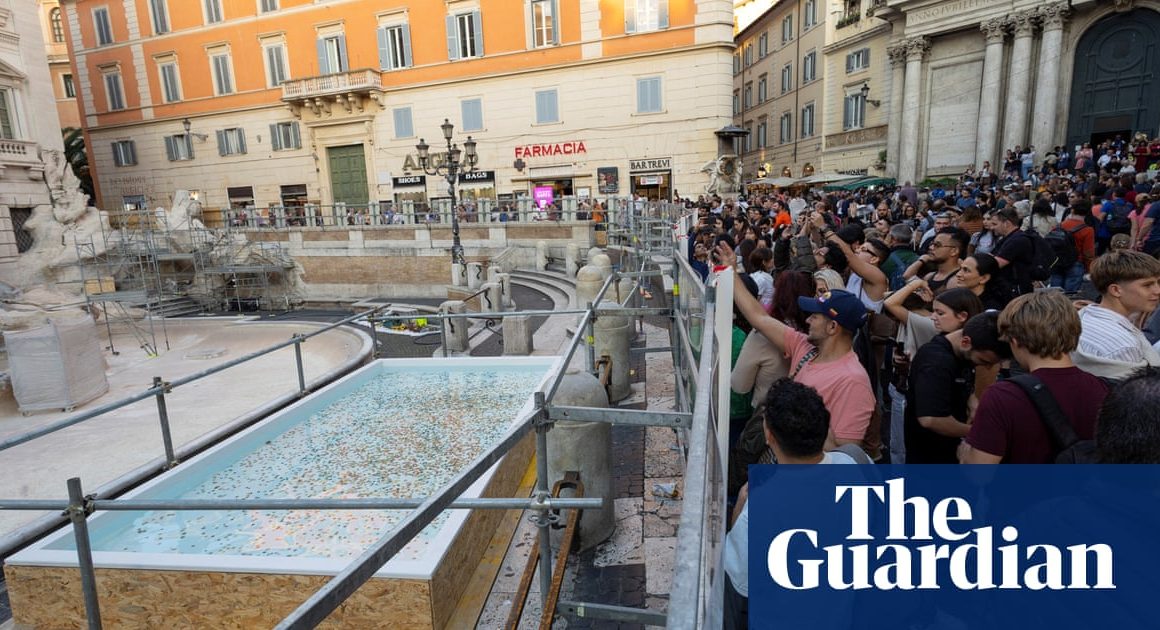 ‘A municipal swimming pool’: tourists react to temporary Trevi fountain replacement | Italy